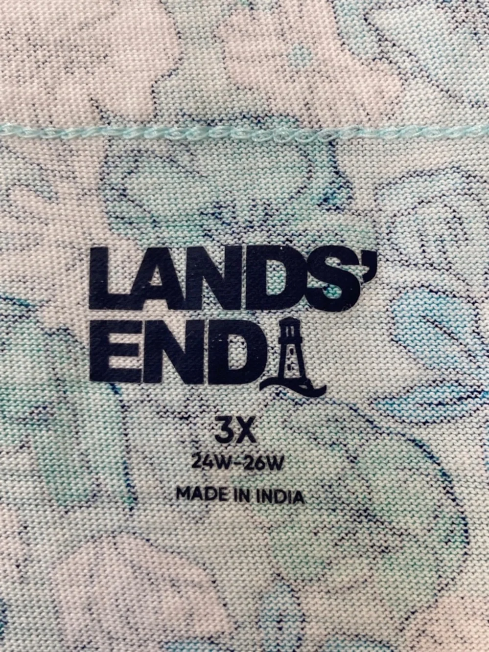 Lands' End Cotton Floral Knit Shift Dress Stretch Sleeveless Split V neck sz 3X - Picture 9 of 13